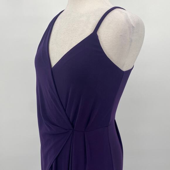 ASOS Maxi Dress Gown Asymmetric Draped Faux Wrap V Neck Purple Womens size 8 - Picture 5 of 11
